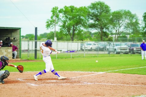 Ryan Peterson (shown here against Ganado) and Shiner grinded out a 2-1 win at Yoakum on Friday in a playoff-warmup game. Photo courtesy of Photos by Lori Raabe. 