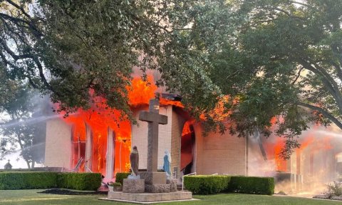 Flames and smokefrom the Hostyn church fire were reported from as far away as Fayetteville.