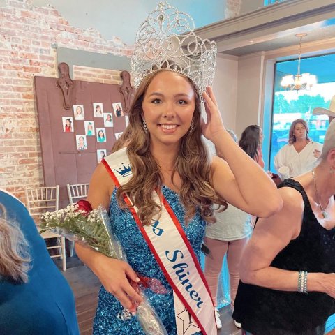 2022 Miss Shiner Julia Machacek, shortly after winning her crown on Sunday. Look for her thos weekend at Shiner's Half Moon Holidays.