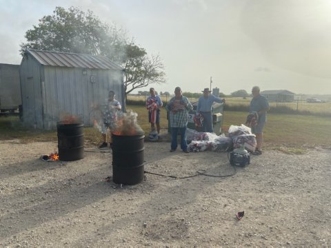 Shiner Legion members gathered on Flag Day for an official flag diposal ceremony.