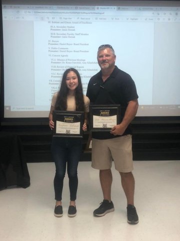 Moulton Higfh School sophomore Stefanie Colchado and Coach John Meisetschleager picked up the awards this month.