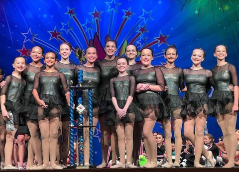 Pictured are On Pointe students who placed first in the Elite large group ballet for Dance of Knights.