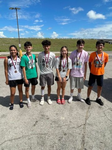 MHS brings home several medals from Industrial XC meet Moulton High School long distance runners did great at the Industrial ISD cross country meet Saturday, Aug. 27, at Brackenridge Park in Edna, coaches reported. Medalists from the event included, from left, 15. Araceli Vazquez (JV), 9. Seth Lopez (V), 4. Edgar Mendiola (V), 3. Estefania Colchado (V), 14. John Gomez (JV) and 10. Brayan Colchado (V).