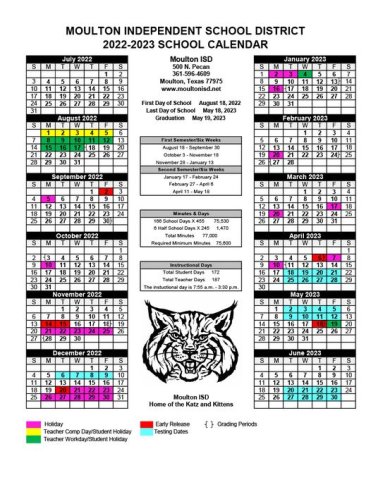 The 2022-23 MISD school year schedule