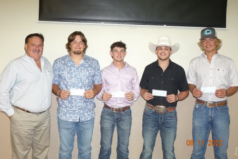 Pictured are, left to right, Mark Lauer, AJ Patek, Jace Moeller, Hunter Nevlud and Bryce Filip.