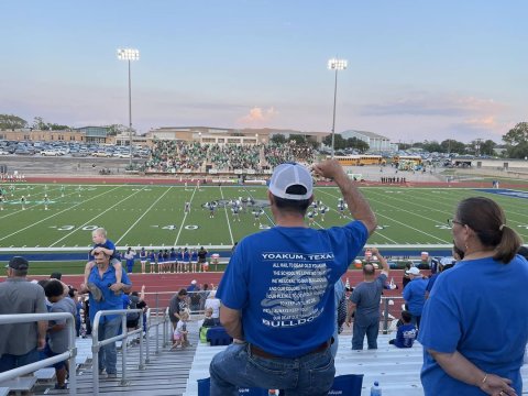 Crowds fill the bleachers at Bulldog Stadium Friday, Sept. 10. Photo by Hans Lammeman
