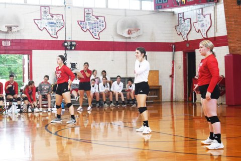 Emily Stamport, Stefany Pokluda and Maurin Knesek, and the rest of St. Paul enjoyed a road district win against Kerrville Lady of the Hills on Tuesday.