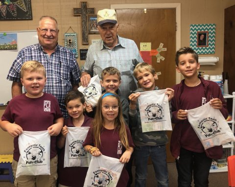 Pictured in the front is Jaala Glynn. Pictured in the middle row, from left to right, are Andy Franklin, Wyatt Kaspar, Bryson Ehrig, Hank Janecek, and Raph Fikac. Pictured in back are Glenn Leist, left, and Rick Alexander from the Shiner Masonic Lodge #1065. Contributed photo.