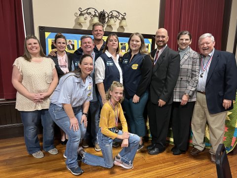 Pictured are, back row, left to right, cast members Erika Baker, Jodi Adamek, Steve Liberti, Gabe Adamek, Sarah Liberti, Anna Neskora, Luke Maier (Best Adult Debut Award), Teri Deringer, Bill Matthys (Sister Michelle Award); front row, Krystal Chavez, left, and Tatum Carson (Best Youth Debut Award). Not pictured are Elaine Berkovsky (Lamplighter Backstage Award), Janet Spies who portrayed Clara on Nov., 9, 18, 19, 20, crew members Darcy Hermes and Briana Baker. 
