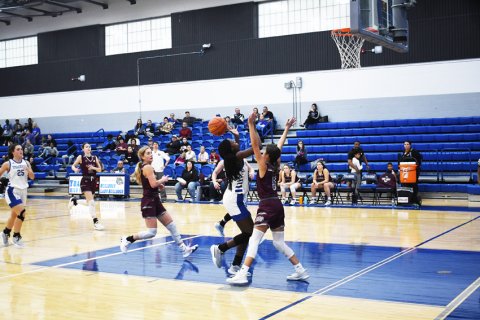 Jayana Phillips tries to get a shot off against Johnson City on Thursday. Photo by Mark Lube.