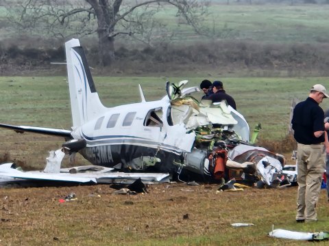 What caused the out of state single prop aircraft to crash just a couple miles shy of its intended destination at Yoakum Regional Airport, no one is quite certain, though FAA and NTSB crews continue to search for answers. Photo by Nadine Rex