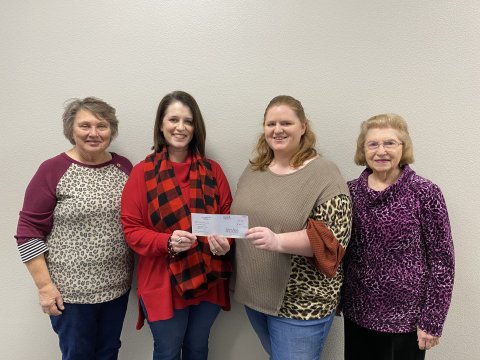 Pictured are, left to right, Mary Ann Janca (Vice President), Shiner Catholic School Principal Neely Yackel, Ashley Harbin (President) presenting check and Mary Ann Pavliska (Treasurer). Contributed photo.