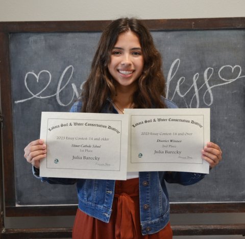 Lavaca Soil and Water Conservation District 14 and over school essay winner from St. Paul High School is Julia Barecky. Barecky also placed second at district. Contributed photo