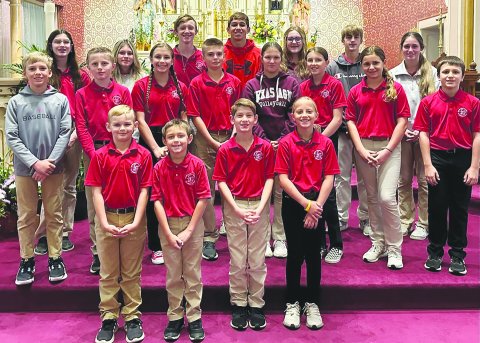 Front row, left to right, Andrew Machacek, Gage Janak, Matthew DeSarro and Anna Boedeker; middle row, left to right, Paul Filip, Jake Good, Celestine Filip, Wesley Miller, Lexie Ulcak, Emma Marshall, Reese Patek and Eli Barton; back row, left to right, Ashlin DeSarro, Clara Kinney, Carter Chilek, Gabe Darilek, Addison Matias, Michael DeSarro and Tatum Walker.