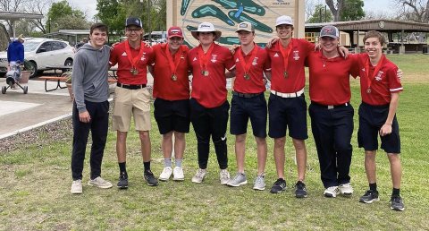 The St. Paul boys golf team took first place in their tournament played in Gonzales during Spreak Break with Trent Brown carding a 78. Photo courtesy of Nicco Brown.