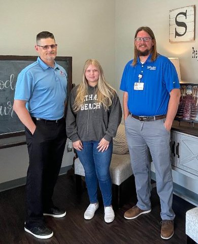 Pictured are, from left, Ron Johnson, Physical Therapist and Athletic Trainer, Gonzales Healthcare Therapy Centers/St. Paul HS Maurin Knesek, St. Paul HS student trainer, and Brandon Roberts, Outreach Athletic Trainer, Houston Methodist Orthopedics and Sports Medicine, Sugar Land.