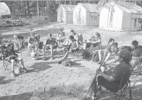 Boys Scouts setting up shop out at Orr Camp in Arkansas. 
