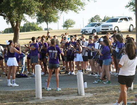 The Shiner ISD Comanche Band plays a tune to kick off the 2023 “Meet the Comanches” event at Green-Dickson Park.Photo by Mark Lube.