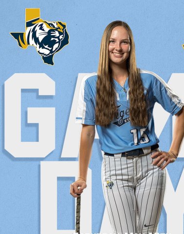 East Texas Baptist University and St. Paul Class of 2022 Sydney Green played utility player in her freshman season of softball. She got six hits, five RBI and a double, scoring 12 runs in 22 games batted and had two putouts on defense. Photo courtesy of East Texas Baptist University.