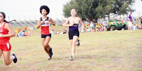Emma Joslin placed No. 14 with a time of 13 minutes, 48.6 seconds Saturday at the Shiner meet. Photo by Mark Lube.
