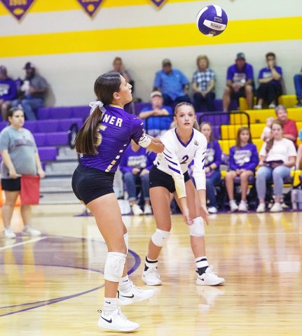 Kylynn Ramirez (shown here in the home match vs Fayetteville on Sept. 12) had two digs in Shiner’s win at Louise last week. Photo by Photos by Lori Raabe.