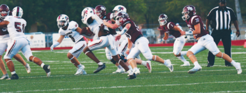 Brahma linebacker Dawson Smith chases down Flatonia’s Keegan Green in the first period. Chuck Grafe/Tribune-Herald