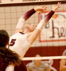 Anna Steffek sets vs. Industrial Chuck Grafe/Tribune-Herald