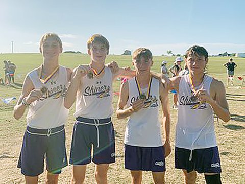 Shiner boys from left are Boe Boehm, Landen Christensen, Caleb Cowan and Elijah Mesa. Photo courtesy of Michelle Winkenwerder.