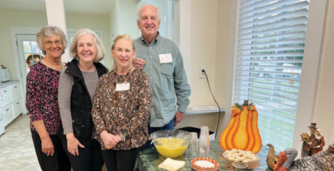 Hostesses for the Arbor Day meeting, are from left: Janis Muehr, Karen Satterly, Linda Maiorana and John Kelly