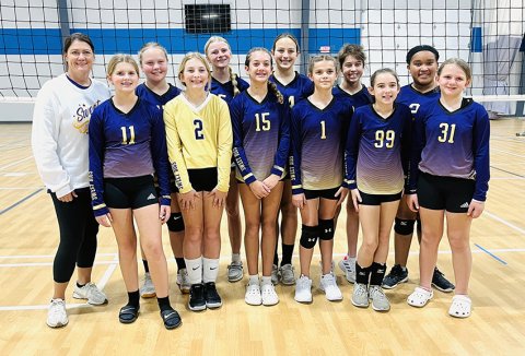 The Shiner Sweet Digs 13U competed in the December Dash Tournament Saturday in Buda. They placed second in pool play and won the crossover bracket.Front row from left are Lola Hornacky, Pyper Neskora, Addison Ulcak, Bree Nitsch, Haley Malina and Reese Lyons.Back row from left are coach Desiree Nitsch, Charlotte Hairell, Kendyl Boehm, Eastyn Pohler, Ally Trojack and Patricia Price. Photo courtesy of Michelle Price.