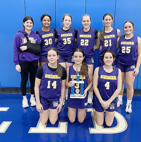 ottom from left are Emersyn Boehm, Marie Johnson and Jewel Caka. Top from left are  Grace Nevlud, Kiera Curtis, Harlee Sevcik, Harper Lenehan, Kayden Smith and Riley Fluitt. Photo courtesy of Courtney Johnson.