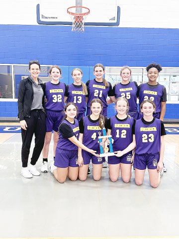 Bottom from left are Allie Garcia, Taylor Kocian, Tinsley Vasek and  Savannah Durrett. Back row from left are  Coach Courtney Johnson, Whitley Lyons, Alexis Malina, Kenzie Springfield, Stella Clifford and Timberlynn Jones. The Junior High teams  are coached by Kristi Peterson, Courtney Johnson and Patrick Walker.  Photos courtesy of Courtney Johnson