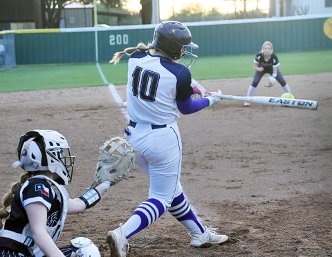 Junior Kailey Boedeker picked up three hits, two doubles, three RBI and scored two runs in the 15-0 win over Flatonia on Friday. Photo by Mark Lube.