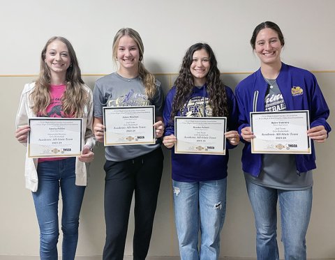 Texas High School Coaches Association, Texas Girls Coaches Association Academic All-State winners from left are Amelia Pohler, Aimee Mitchon, Brooke Palmer and Rylee Vancura. Photo courtesy of Kristi Peterson.