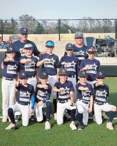 Pictured front row from the left are Holt Thigpen, Brixdon Zimmerman, Kolt McFarlin, Chans Janak, and Batboy - Brunes Davis. Second row from the left are  Ace Radicke, Evan Jahns, Bowen Davis, Joseph Martinez, and Wyatt Hopkins. Back row from the left are Coach Kerry Morgan and Coach Cole Hybner.