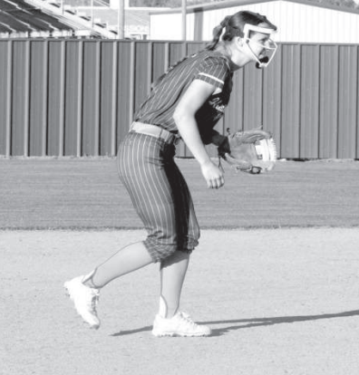 Macey Pustka gets ready for anything that comes her way in the victory over Industrial. Chuck Grafe/Tribune-Herald