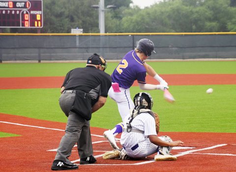 Bode Werner got two hits in the 13-3 Shiner win in the first game. Photo by Mark Lube.