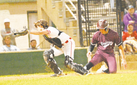Andrew George scores on an error in the fourth inning. Chuck Grafe/Tribune-Herald