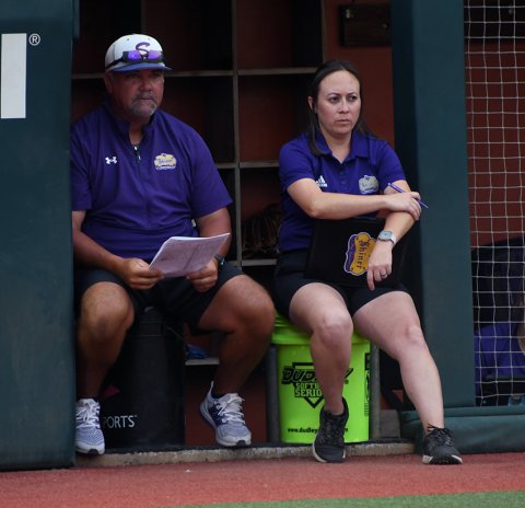 THSCA  Softball Coach of the Year Jason Keller (left). Photo by Mark Lube.