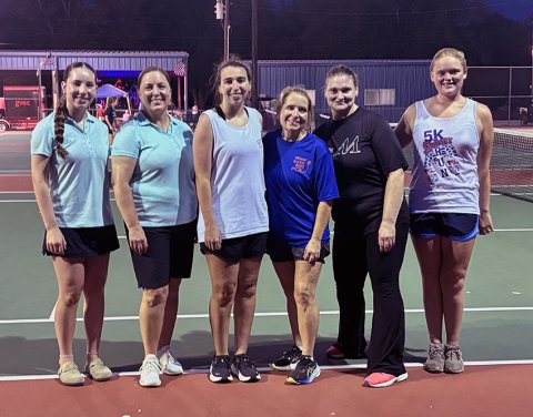 Half Moon Holidays Ladies Tennis Tournament Recreational winners from left are secon d place: Shannon Lieke and Emma Rose Lieke; First place: Kathryn Knesek and Charlotte Knesek. Third place tie: Christie Roberts and Eve Roberts, and Crystal Ochoa and Aaliyah Ochoa (not pictured). Photo courtesy of Courtney Johnson.