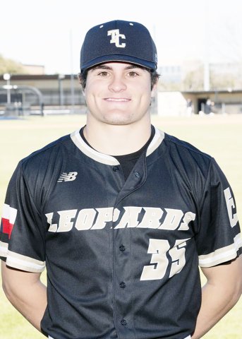 Temple College pitcher Zak Johnson pitched 34 innings in his second and final season with the Leopards. He is transferring to Sam Houston State. Photo courtesy of Temple College Athletics.