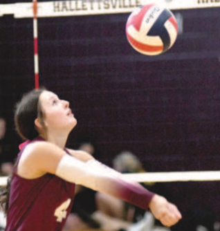 Hanna Zachary volleys in the win over Yorktown. Chuck Grafe/Tribune-Herald