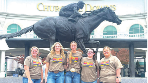 Three students from MISD, Torin Langston, Rebecca Ulcak, and Addisyn Greide attended the national FFA convention in Indianapolis, Indiana. Pictured are the students with teachers Ashley Bishop and Emaleigh Esterak.