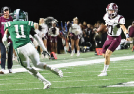 Wyatt Kram (17) took over at quarterback in the second quarter after an injury to Mycole Pegoda and rushed for 25 yards and passed for 98 yards. Chuck Grafe/Tribune-Herald
