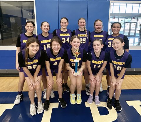 Shiner 7th grade players. Bottom row from left are Bree Nitsch, Ally Trojack, Lola Hornacky, Aubriannah Schaefer and Hailey Malina. Back row from left are Dawn Bishop, Addison Ulcak, Eastyn Pohler, Kendyl Boehm, Charlotte Hairell and Patricia Price. Photo courtesy of Michelle Price.