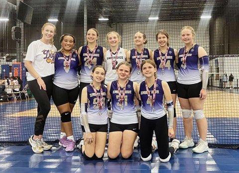 Front row from left are Hailey Malina, Reese Lyons and Bree Nitsch. Back row from left are coach Carissa Christensen, Patricia Price, Eastyn Pohler, Pyper Neskora, Addison Ulcak, Ally Trojcak and Charlotte Hairell. Photo courtesy of Michelle Price.