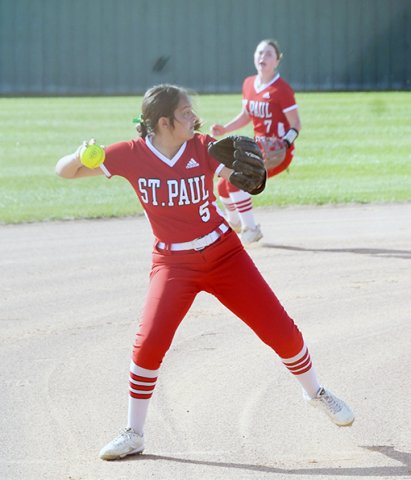 Eden Rodriguez winds up for a throw to first against SA Saints on March 17. Photo by Mark Lube.
