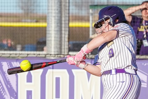 Reagan Fluitt smashed a line drive against Louise on March 10. She was 1-for-2 with one RBI, one run and one stolen base. Photo courtesy of Howard Esse.