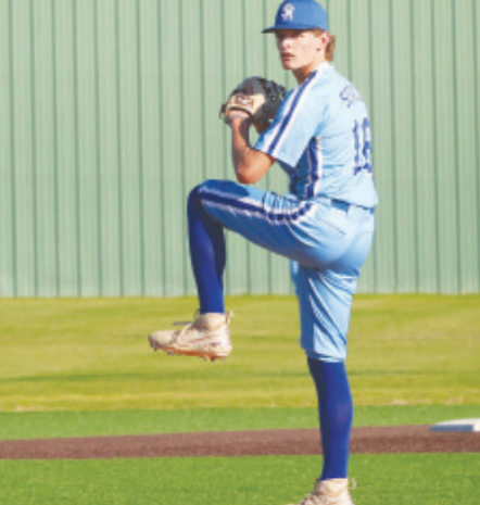 Layne Sevcik pitching against Conroe Covenant. Chuck Grafe/Tribune-Herald