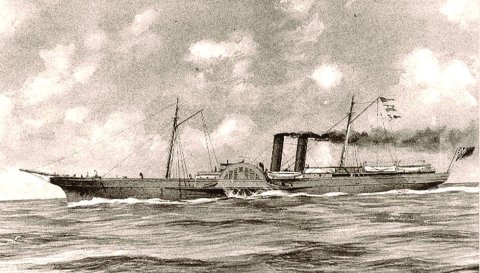 Drawing of a Cofederate blockade runner. Courtesy of Wikipedia.